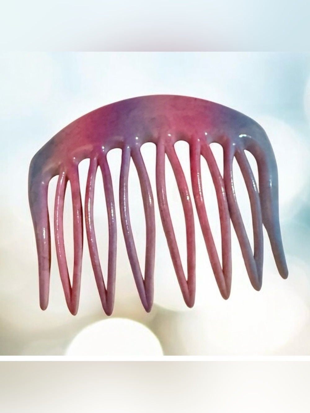 Fab 1970’s Vintage French Hair Comb in Pink & Purple Ombré, Handmade in Paris